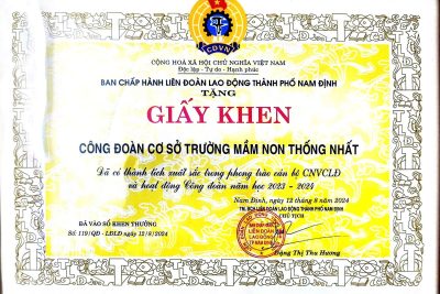 Thành tích năm học 2023-2024 trường mầm non Thống Nhất