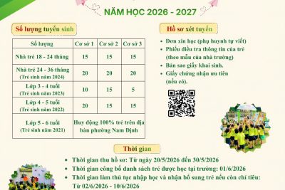 Trường mầm non Thống Nhất thông báo tuyển sinh năm học 2026-2027